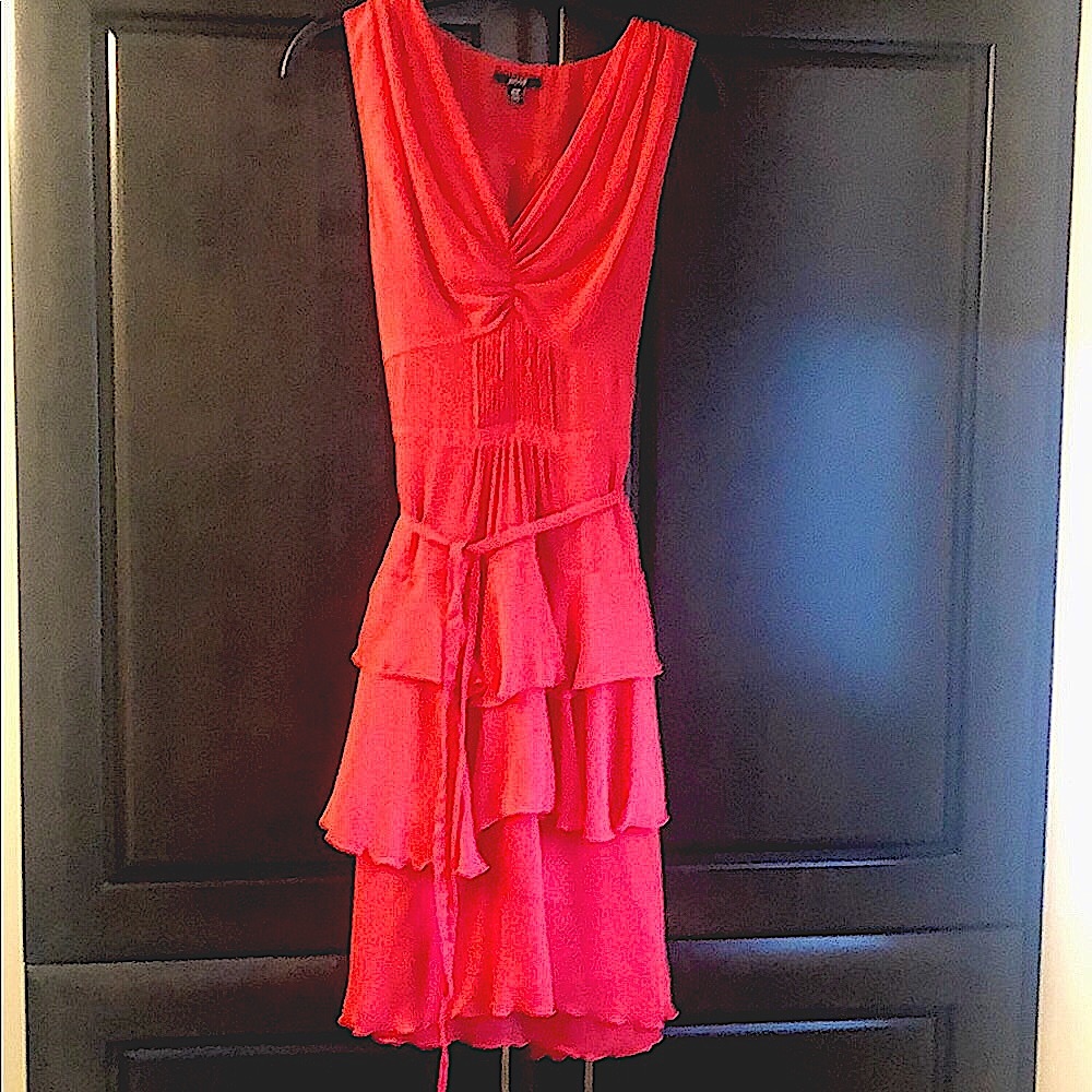Jacob midi dress, sleeveless corset top with ruching in front and ruffles